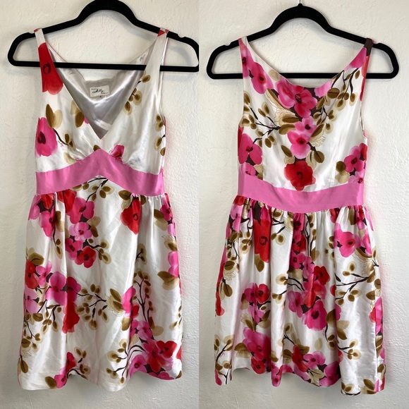 Milly Silk Mini Dress Peony Pink White Size 4 - Picture 1 of 5